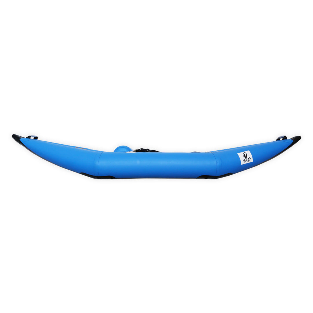 Kayak gonflable Hypalon K-Air 300 bleu Aquadesign — profil latéral, coque Hypalon eaux vives