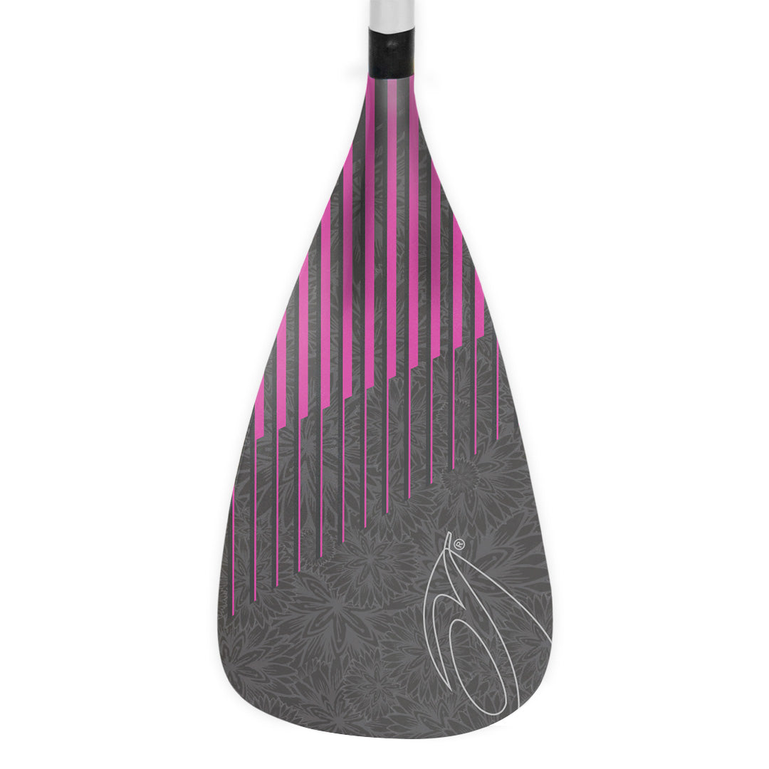 Pagaie SUP Instinct rose Aquadesign — pale graphite et rose fuchsia motif floral, vue studio