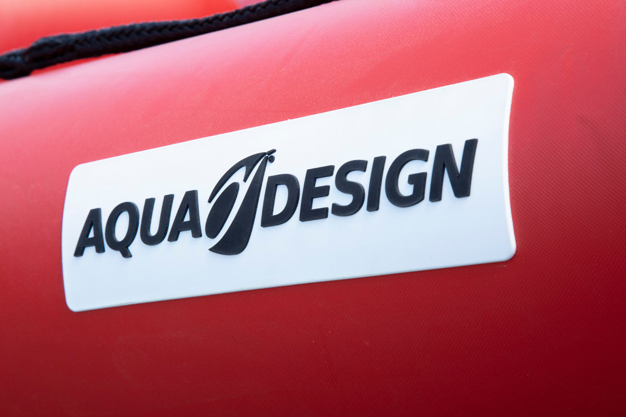 Zoom sur le logo Aquadesign du Rio - Canoe Kayak rivière Aquadesign en dropstitch