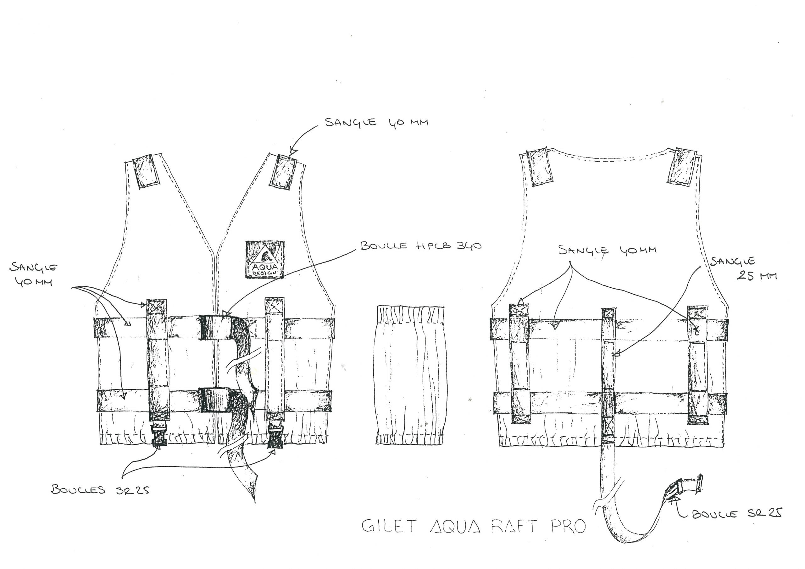 Premier fichier de Gilet de rafting, dessinés a la main par Inge Waes, CEO 