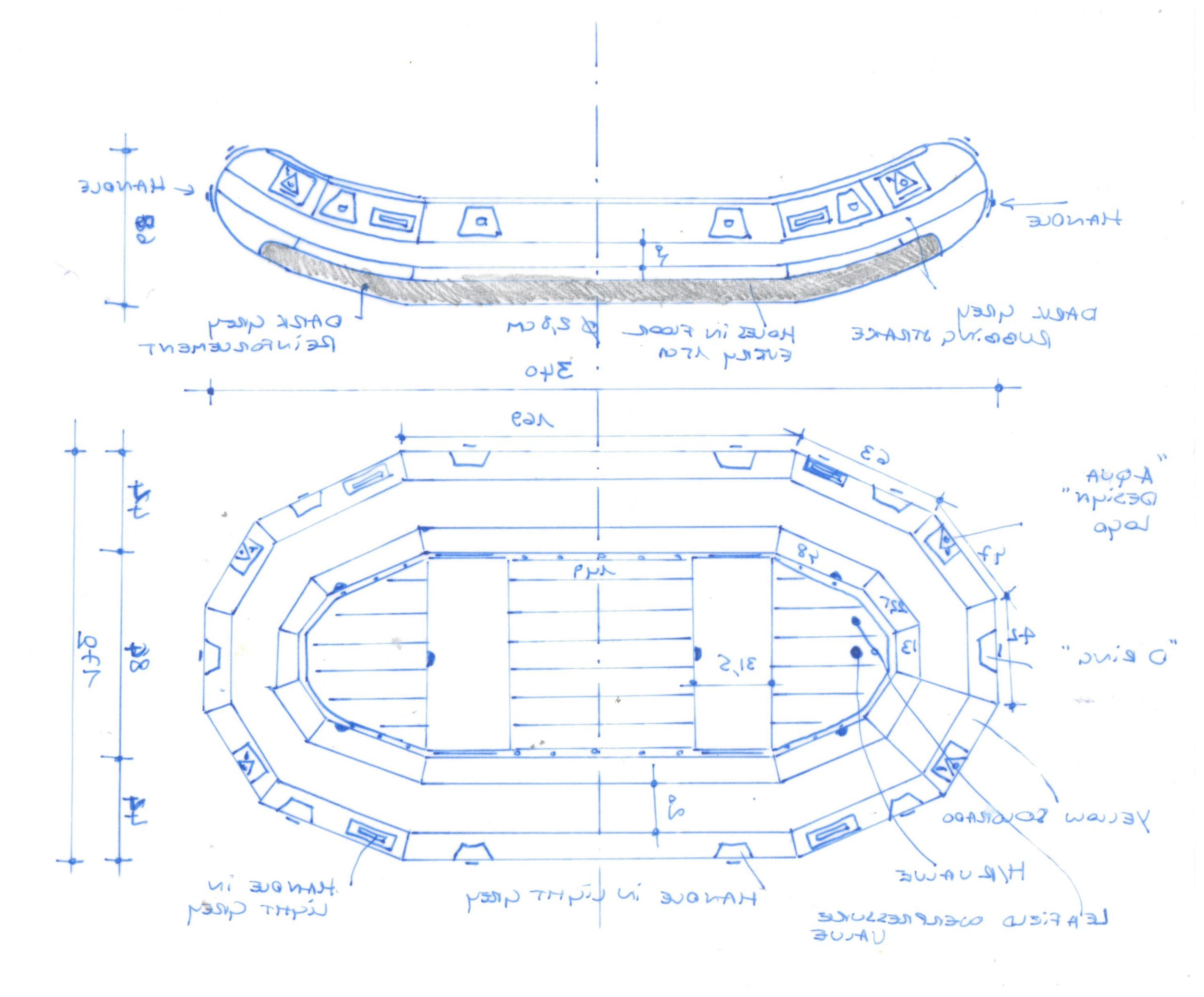 Fichier complet d'un bateau de rafting, réalisé par Inge waes, co-CEO d'Aquadesign