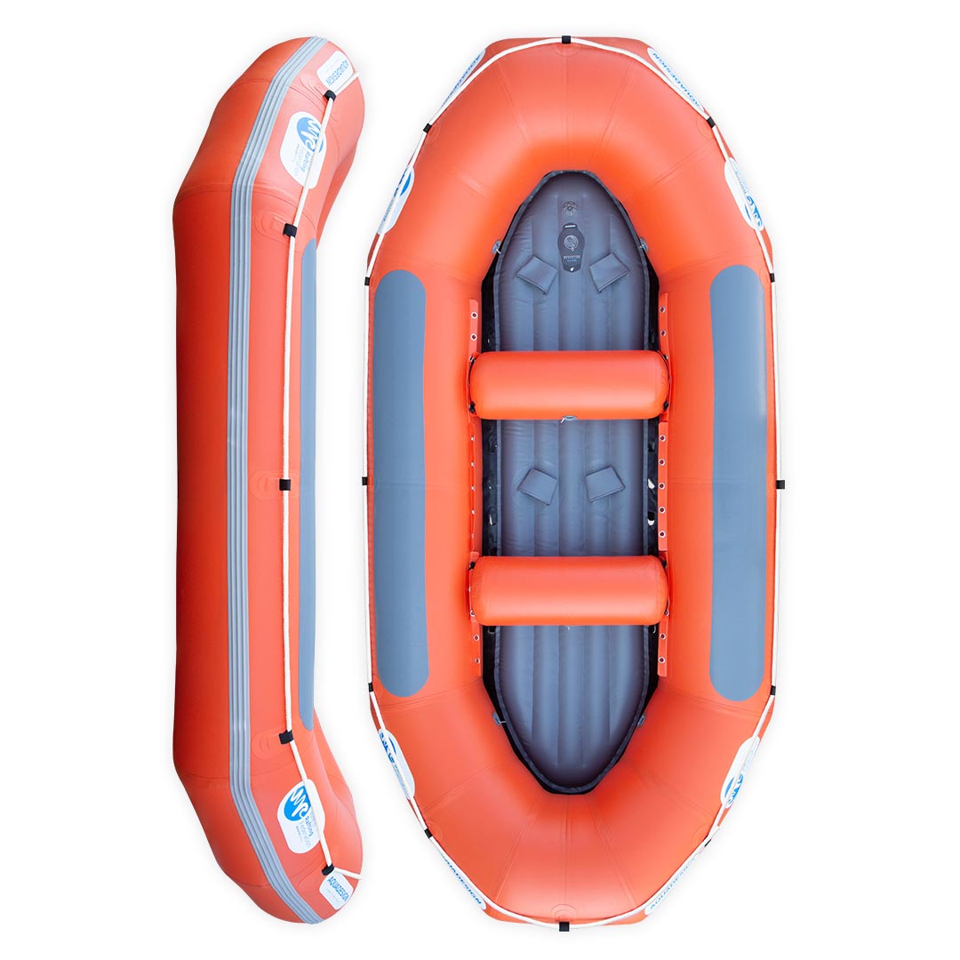 Photo de produit de la vue de côté et de face du raft compétition Race WRF/Aquadesign