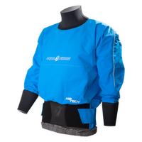 Anorak kayak étanche Hiptech Top bleu vue 3/4 avant sur mannequin Aquadesign