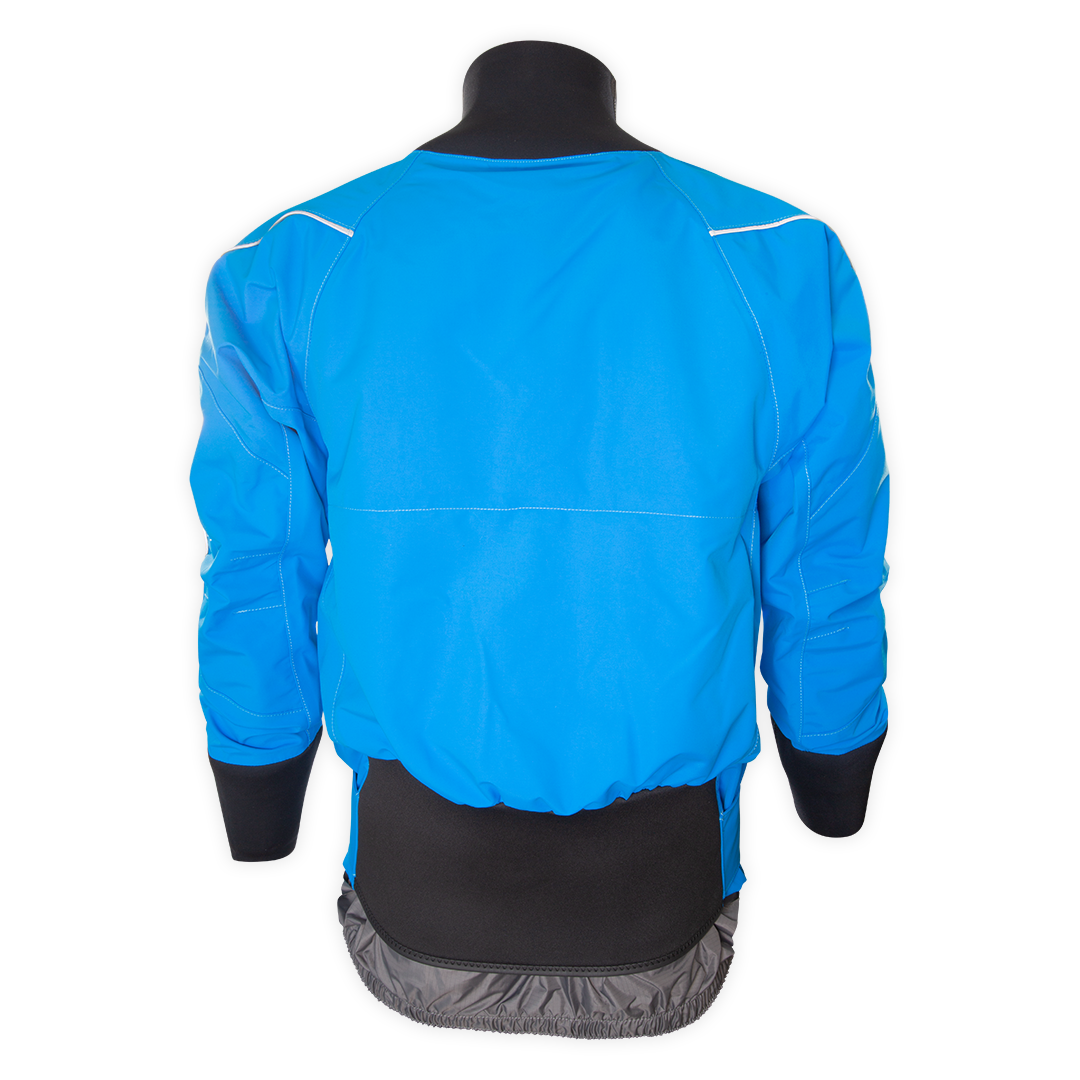Anorak kayak étanche Hiptech Top bleu dos sur mannequin Aquadesign