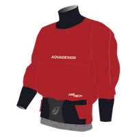 Anorak kayak étanche Hiptech Top rouge illustration technique 3/4 avant Aquadesign