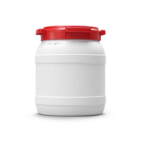 Bidon étanche Curtec 15L fût plastique blanc à grande ouverture avec couvercle rouge verrouillable