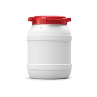 Bidon étanche Curtec 6L fût blanc à grande ouverture avec couvercle rouge verrouillable, format compact
