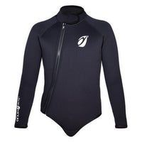 Bolero néoprène Frio 5mm noir face, logo blanc Aquadesign, zip asymétrique, taille 2XL