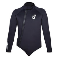 Bolero néoprène Frio 5mm noir face, logo gris Aquadesign, zip frontal, taille 3XL