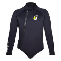 Bolero néoprène Frio 5mm noir face, logo jaune Aquadesign, col tubulaire, taille S