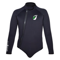 Bolero néoprène Frio 5mm noir face, logo vert Aquadesign, zip frontal, taille L