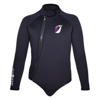 Bolero néoprène Frio 5mm noir face, logo violet prune Aquadesign, col montant, taille XL