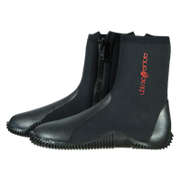Botillons néoprène Alpine 5mm noirs et rouges vue 3/4 duo, fermeture éclair, Aquadesign