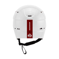 Casque eaux vives Helion Max blanc Aquadesign, vue de dos, arrière calotte blanche et jugulaire