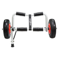 Chariot de transport kayak Towy face, structure alu avec coussins noirs et sangle Aquadesign