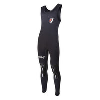 Combinaison Long John Iceberg 5 mm noire, vue 3/4 face, logo rouge visible, renforts genoux brillants Aquadesign