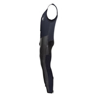 Combinaison Long John Nagual 7mm noire, profil montrant les zones rubber brillant et coutures à plat, Aquadesign