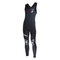 Combinaison Long John Standard 3mm noire vue 45°, sans manches, logo rouge Aquadesign, genoux renforcés