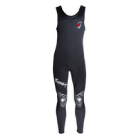 Combinaison Long John Standard 3mm noire face, logo rouge Aquadesign, protection genoux, taille M