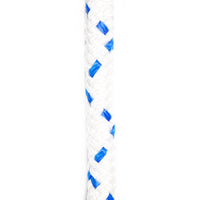 Corde de ligne de vie blanche à mouchetés bleus, zoom sur la tresse polyester 8 torons, Aquadesign