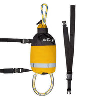 Corde de sécurité 15m jaune Aquadesign avec ceinture noire, sac compact bicolore et sangles