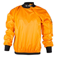 Coupe-vent Touring orange kayak vue face studio, manchettes élastiques Aquadesign