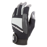 Gants mitaines néoprène Summer Aquadesign, main gauche vue 3/4, paume grise et dos noir