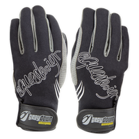 Paire gants Greydown noirs face extérieure gauche et droite, Amara grise, nautisme Aquadesign