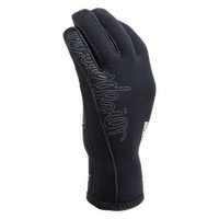 Gant néoprène 3mm Blackout noir Aquadesign, angle 315° avec logo et couture dos de main