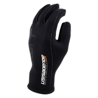 Gants néoprène 3mm Blackout Aquadesign noirs, angle 45° dessus avec doigts préformés