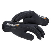 Paire gants néoprène 3mm Blackout Aquadesign noirs, vue dessus dos deux mains côte à côte
