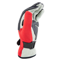 Gants Redstuff rouges vue dos 135°, néoprène noir et rouge, velcro réglable Aquadesign