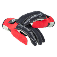 Paire gants Redstuff rouge et noir vue en éventail, néoprène polyvalent nautisme Aquadesign