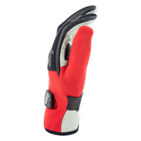 Gants Redstuff rouges profil intérieur 90°, paume grise anti-dérapante, eaux vives Aquadesign