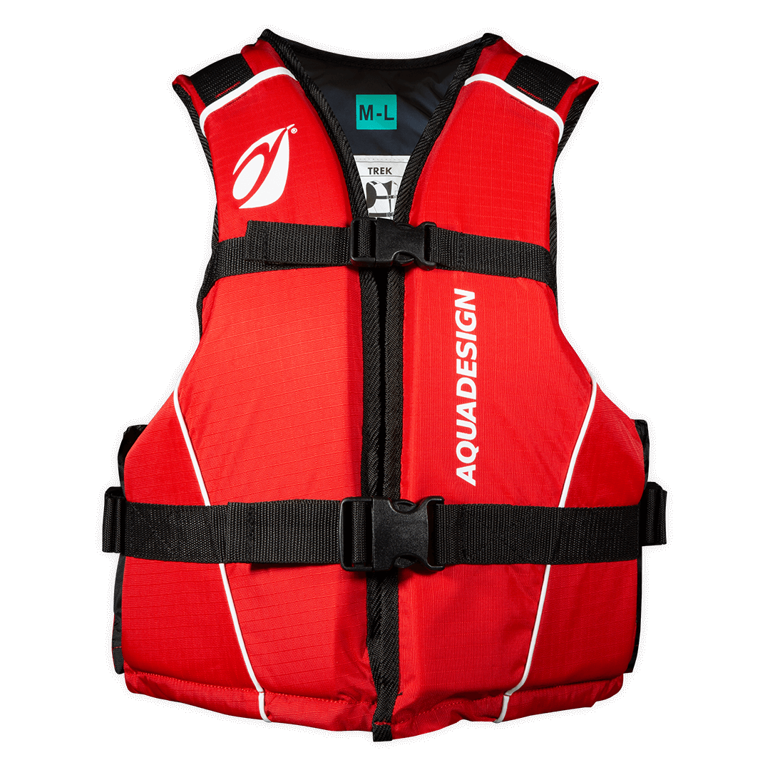 Gilet aide à la flottabilité 70N Trek Colors Aquadesign rouge taille ML, vue de face sangles ajustables