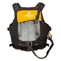 Gilet aide à la flottabilité 70N Trisuli jaune Aquadesign, vue de dos avec bretelles et scratch