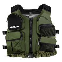 Gilet d'aide à la flottabilité kayak pêche Kaaki 50N vert kaki face avant, 4 poches – Aquadesign