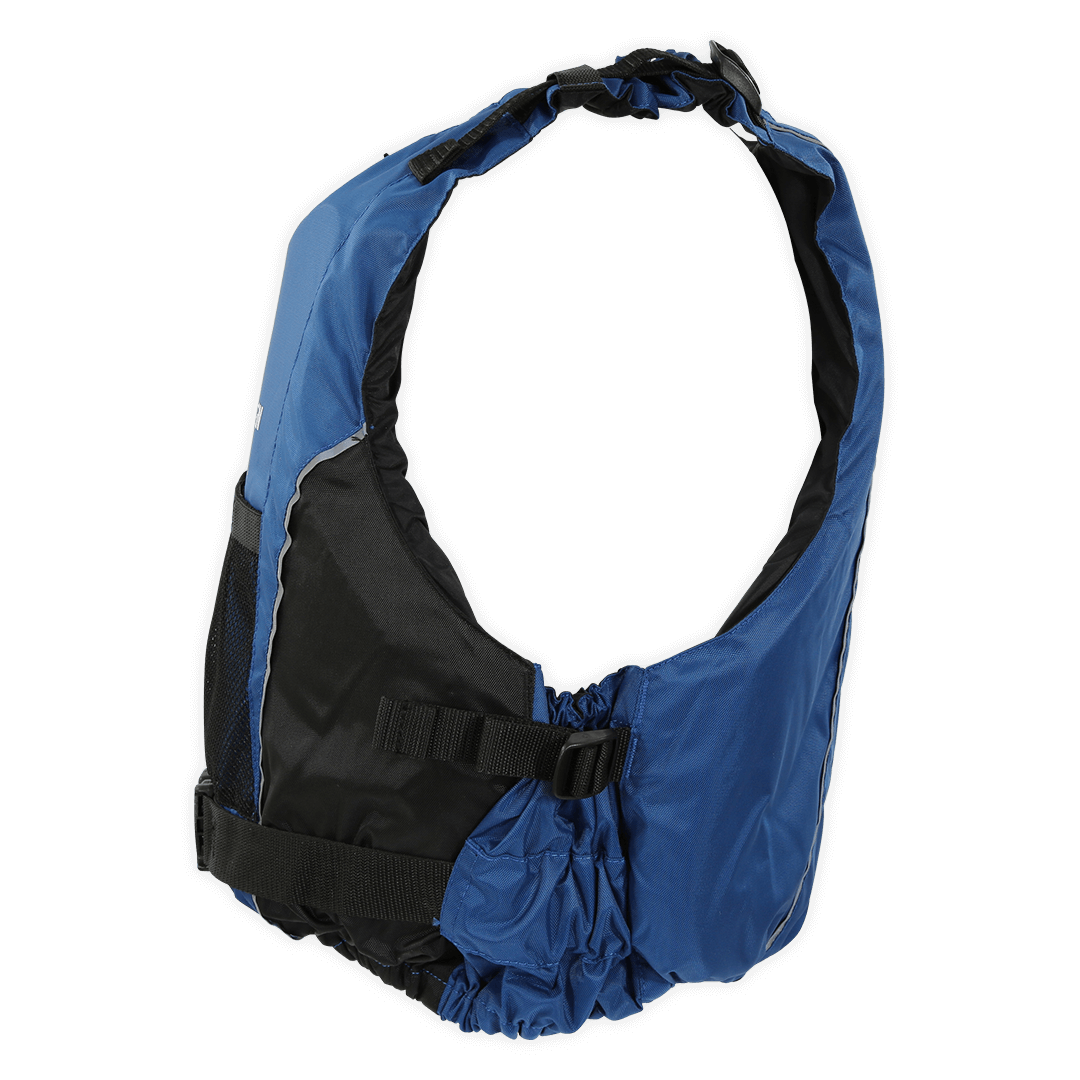 Gilet d'aide à la flottabilité Ola 50N bleu profil arrière sangle élastique studio – Aquadesign