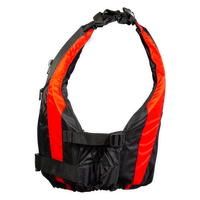 Gilet d'aide à la flottabilité Zoom 50N noir et rouge vue 45° détail sangles et encolure – Aquadesign
