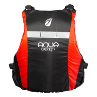 Gilet d'aide à la flottabilité Zoom 50N noir et rouge vue de dos avec bande réfléchissante – Aquadesign