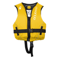 Gilet d'aide à la flottabilité 50N Slider Colors Aquadesign jaune taille S, face, studio