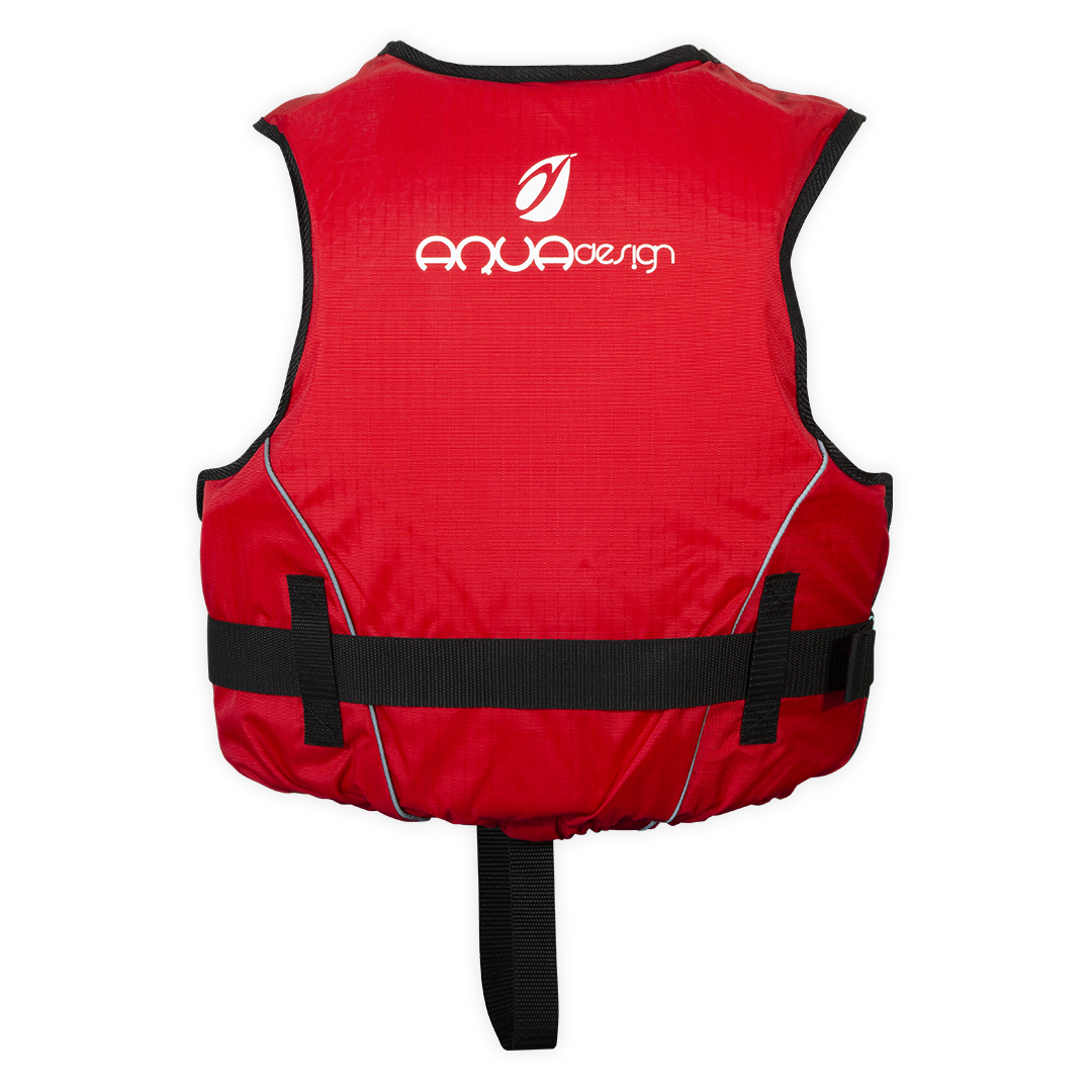 Gilet d'aide à la flottabilité 50N Slider Colors Aquadesign rouge M/L, vue de dos, studio