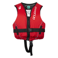 Gilet d'aide à la flottabilité 50N Slider Colors Aquadesign rouge taille M/L, face, studio