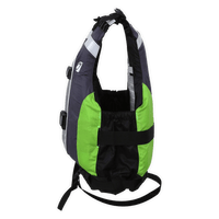 Gilet Twist Club+ 70N kayak gris et vert, vue de profil côté avec poche filet intérieure, Aquadesign
