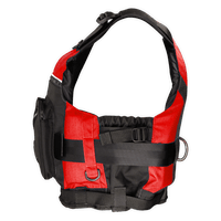Gilet Upano 50N Aquadesign rouge, vue intérieure dos avec sangles et anneau inox, kayak
