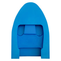 Hydrospeed mousse Splash bleu ciel, vue dessus, appuie-poitrail et logement sangles, Aquadesign