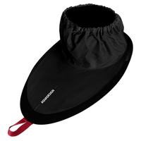 Jupe de kayak Java noire avec languette bordeaux Aquadesign, vue 3/4 studio