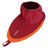 Jupe de kayak Java rouge et orange Aquadesign, vue studio fond blanc