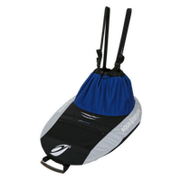 Jupe de kayak Kedge nylon bleu royal et noir avec bretelles réglables, vue 3/4 Aquadesign