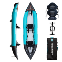 Pack complet kayak gonflable 2 places Koloa 360 turquoise Aquadesign avec sièges, pompe et sac de transport